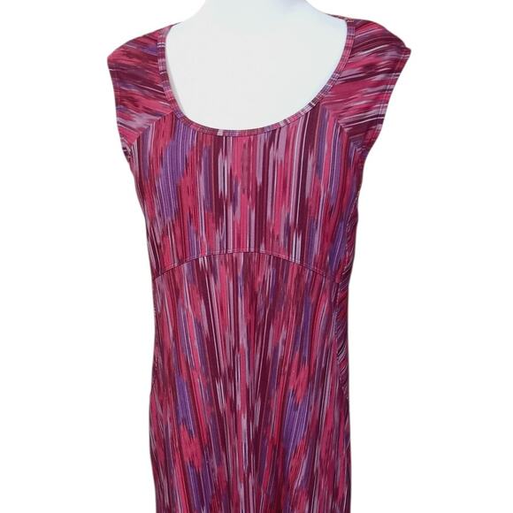 PRANA Built-in Bra Athletic Sporty Dress Medium Empire Waist Artsy Print Stretch - Picture 3 of 8